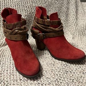 Naughty Monkey wrap around strap suede leather ankle boot.